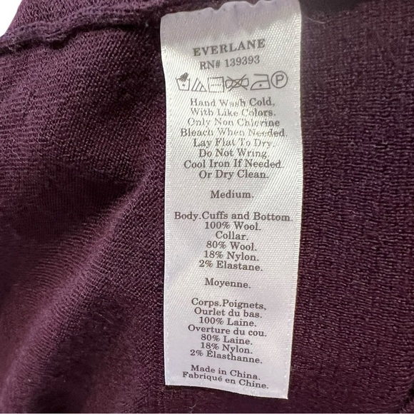 Everlane Burdgundy 100% Wool Sweater in Sz Medium - Picture 2 of 9